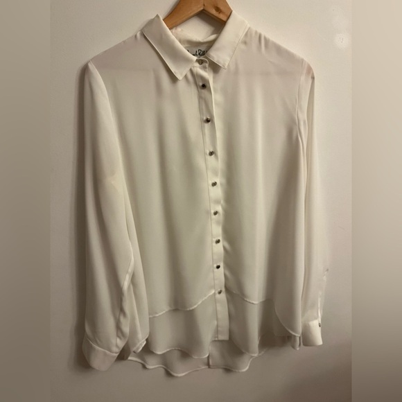 Joseph Ribkoff Women’s Blouse White Button Down Long Sleeve Flowy - Picture 1 of 11